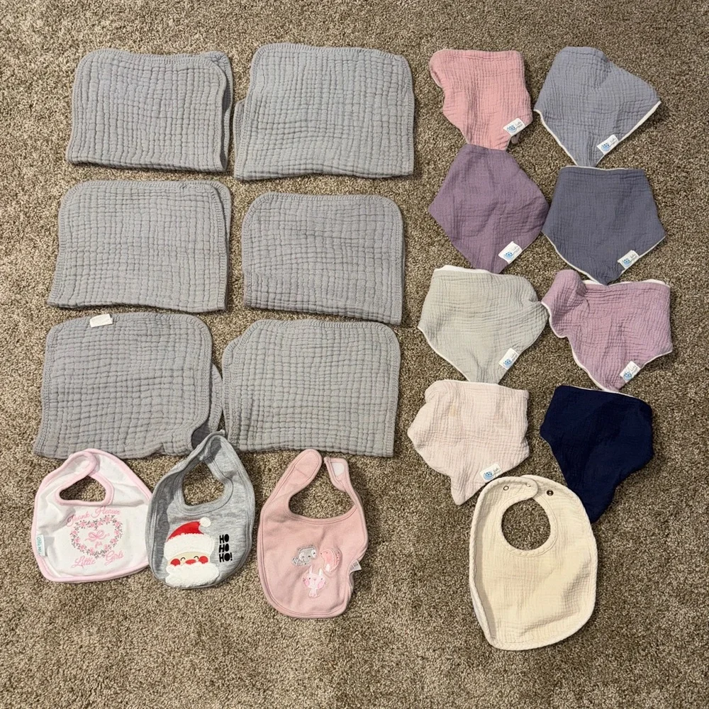 Muslin Baby Burp Cloths, Muslin Baby Bibs, & Cotton Baby Bibs
